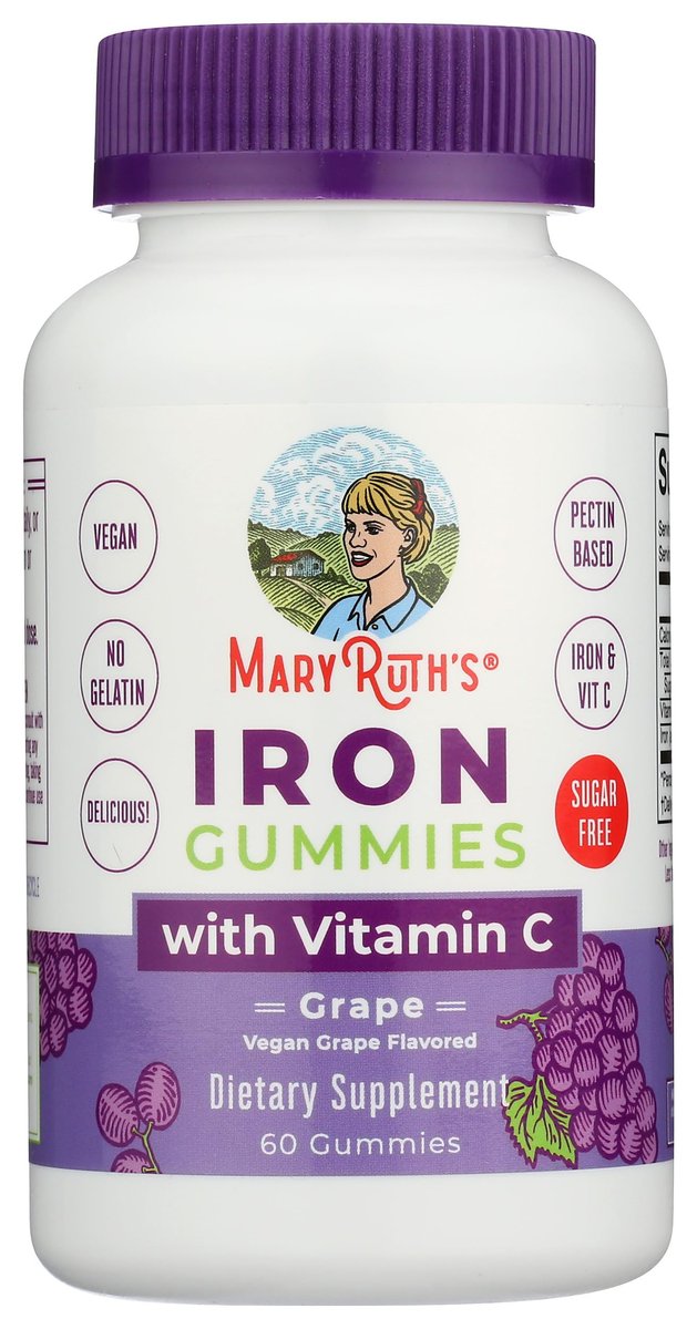 MaryRuth's Eisen Gummis für 14+ mit Vitamin C für die Aufnahme | Zuckerfrei | Eisenpräparat als Gummy + Vitamin C | Energiestoffwechsel | Zellgesundheit | Immununterstützung | Vegan | Ohne Gentechnik | 60 Stück