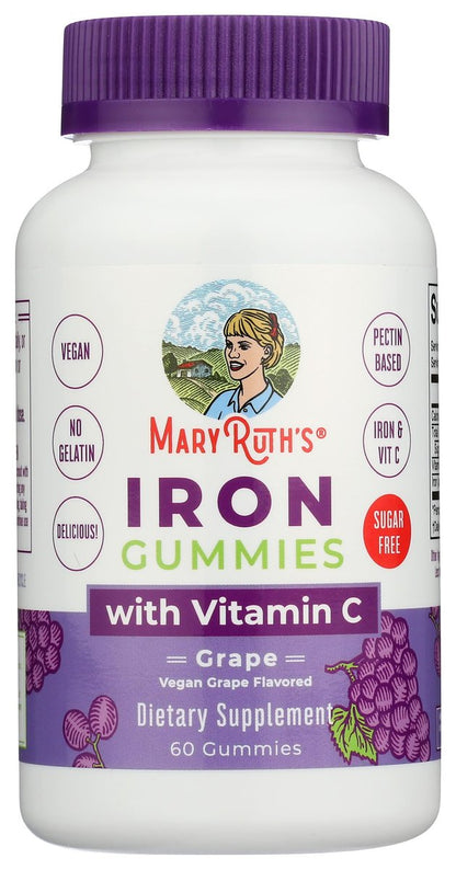 MaryRuth's Eisen Gummis für 14+ mit Vitamin C für die Aufnahme | Zuckerfrei | Eisenpräparat als Gummy + Vitamin C | Energiestoffwechsel | Zellgesundheit | Immununterstützung | Vegan | Ohne Gentechnik | 60 Stück