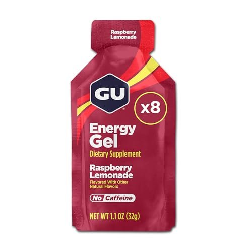 GU Energy Original Sports Nutrition Energy Gel, 8er-Pack, Vegan, Glutenfrei, Koscher und Laktosefrei – Energie für jedes Training, Himbeer-Zitronen-Limo