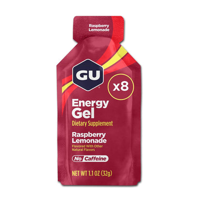 GU Energy Original Sports Nutrition Energy Gel, 8er-Pack, Vegan, Glutenfrei, Koscher und Laktosefrei – Energie für jedes Training, Himbeer-Zitronen-Limo