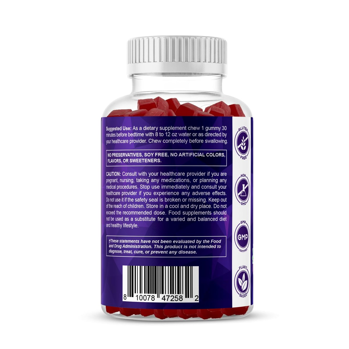 Vitamatic Zuckerfreies Melatonin 30mg pro Gummibärchen - 60 Portionen - 60 Vegetarische Gummibärchen - Nicht gewohnheitsbildendes Nahrungsergänzungsmittel (60er Packung mit 1)