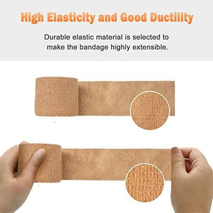 OK TAPE Selbstklebende Kohesive Bandagen 12er-Pack, 5 cm x 4,5 m, Nicht gewebt, Selbsthaftender Sportverband, Tierverband, für Daumen, Finger, Handgelenk, Knöchel (Schwarz)