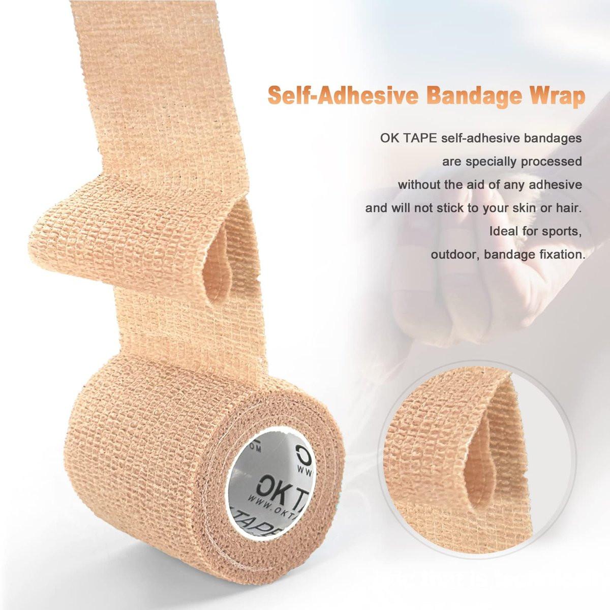 OK TAPE Selbsthaftende Kohäsive Bandage - 12er-Pack, 2" x 5 Yards, Nicht gewebte selbstklebende Bandage für Daumen, Finger, Handgelenk, Knöchel, Tierverband (Gemischte Farben)