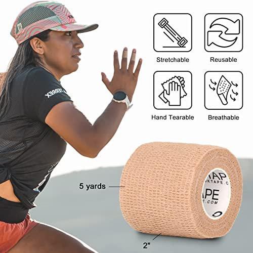 OK TAPE Selbsthaftende Kohäsive Bandage - 12er-Pack, 2" x 5 Yards, Nicht gewebte selbstklebende Bandage für Daumen, Finger, Handgelenk, Knöchel, Tierverband (Gemischte Farben)