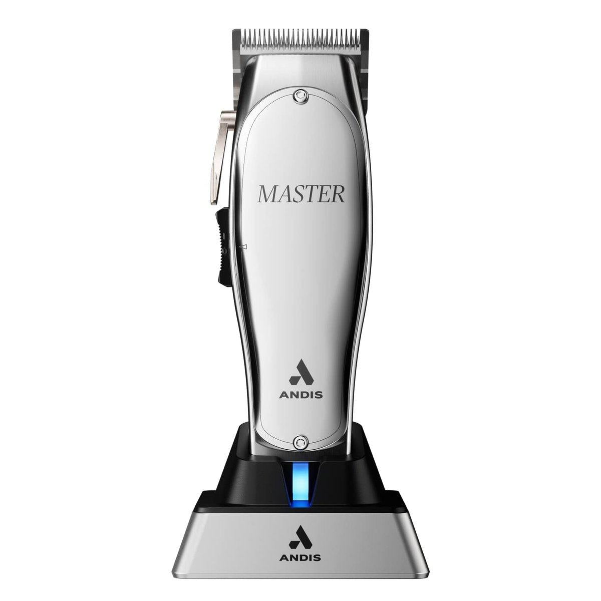 Andis 12660 Professioneller Haarschneider Master, kabelgebunden/kabellos, verstellbare Klinge aus Kohlenstoffstahl, Silber