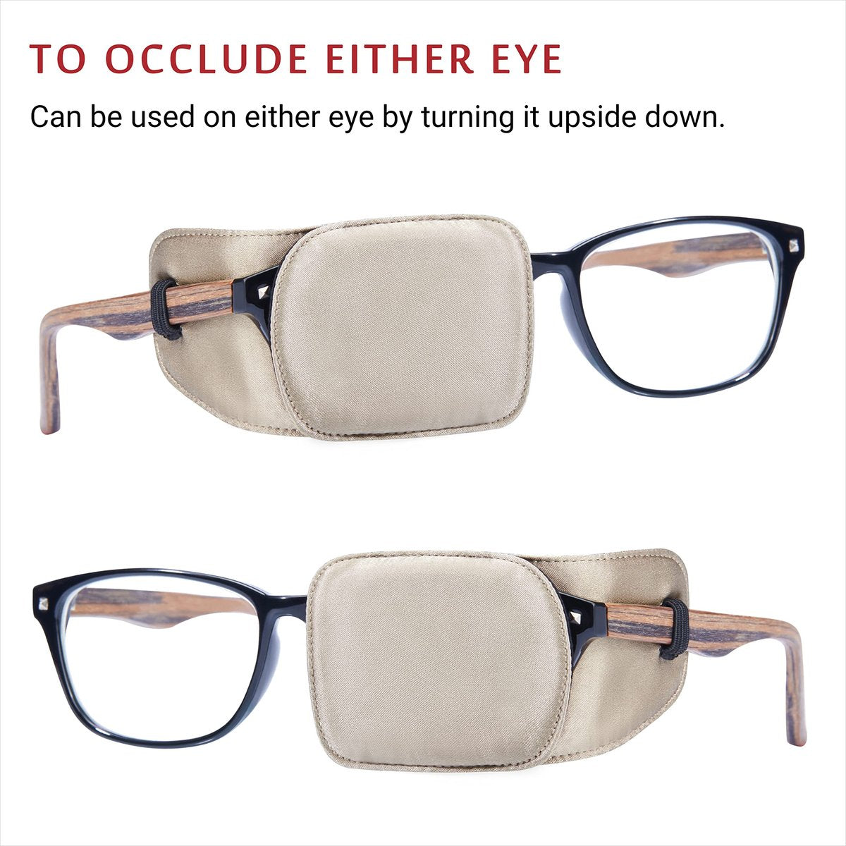 Astropic Seiden-Augenklappe für Erwachsene und Kinder, Brille zum Abdecken eines Auges (Medium, Khaki)