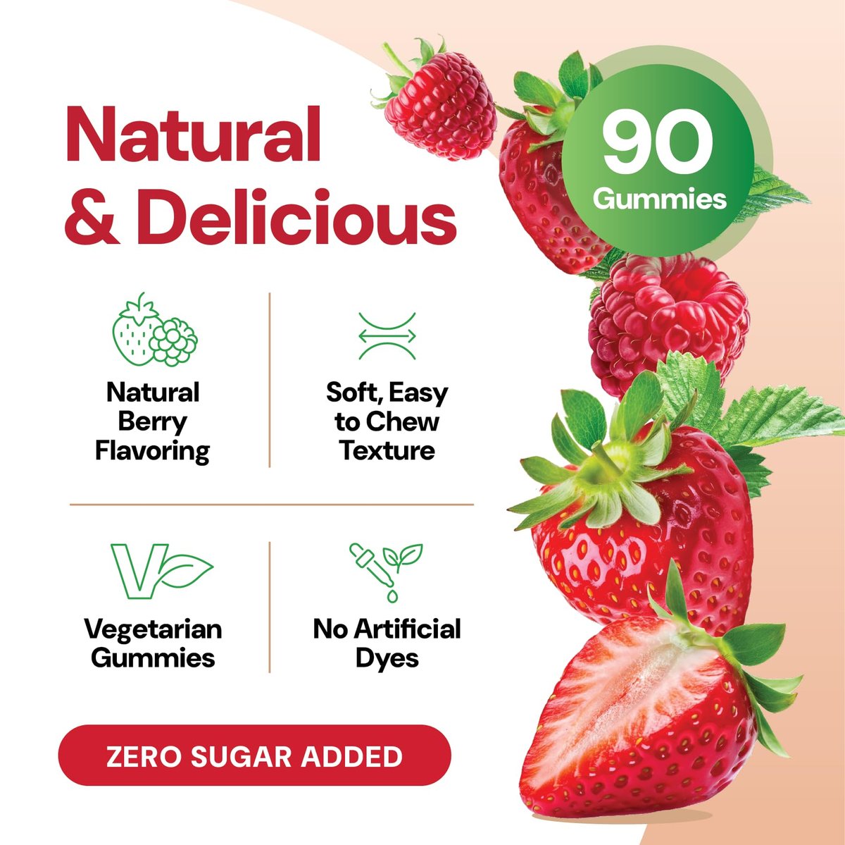 YUM-V'S Präbiotische Faser-Gummis für Erwachsene & Kinder - 5g Verdauungshilfe - Keto-freundliches tägliches Ballaststoffpräparat für Frauen & Männer (90 Stück)