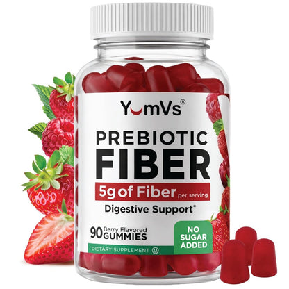 YUM-V'S Präbiotische Faser-Gummis für Erwachsene & Kinder - 5g Verdauungshilfe - Keto-freundliches tägliches Ballaststoffpräparat für Frauen & Männer (90 Stück)