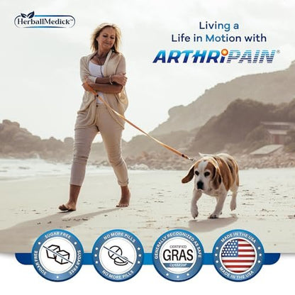 Arthripain – Gelenkunterstützung & Knorpelreparatur – Klinisch getestetes Gelenkgetränk – Glucosamin, Chondroitin, MSM – Zuckerfrei – Hergestellt in den USA – 15 Kapseln