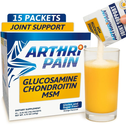 Arthripain – Gelenkunterstützung & Knorpelreparatur – Klinisch getestetes Gelenkgetränk – Glucosamin, Chondroitin, MSM – Zuckerfrei – Hergestellt in den USA – 15 Kapseln