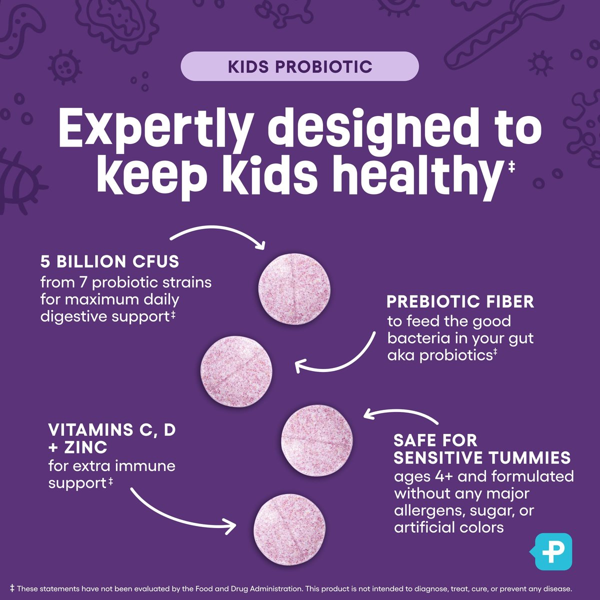 Physician's CHOICE Probiotika für Kinder - 7 verschiedene Stämme, organische Präbiotika, Vitamine & Mineralien - klinisch untersuchter L. Rhamnosus GG - Unterstützung für Immunsystem & Verdauung - Ohne Zucker oder künstliche Farbstoffe