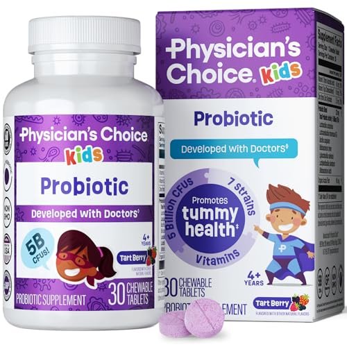 Physician's CHOICE Probiotika für Kinder - 7 verschiedene Stämme, organische Präbiotika, Vitamine & Mineralien - klinisch untersuchter L. Rhamnosus GG - Unterstützung für Immunsystem & Verdauung - Ohne Zucker oder künstliche Farbstoffe