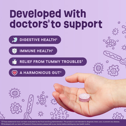 Physician's CHOICE Probiotika für Kinder - 7 verschiedene Stämme, organische Präbiotika, Vitamine & Mineralien - klinisch untersuchter L. Rhamnosus GG - Unterstützung für Immunsystem & Verdauung - Ohne Zucker oder künstliche Farbstoffe