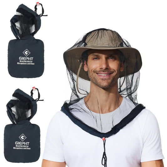 2er-Pack Moskitonetz für Hüte – Insektenschutz für Wandern & Outdoor, Mückennetz für Erwachsene, schwarz, große Größe
