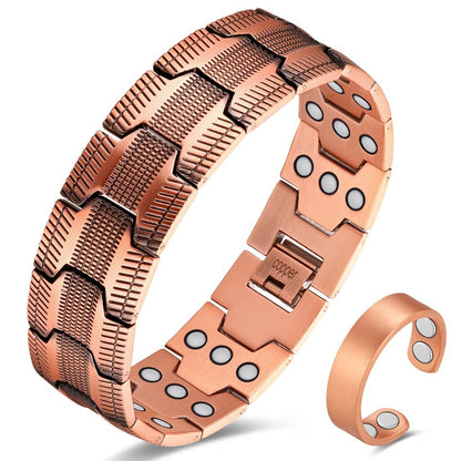 Cigmag 3X Kupferarmband für Herren – Triple Ultra-Stärke Magnete, reines Kupfer magnetisches Armband & Ring-Set mit verstellbarem Werkzeug