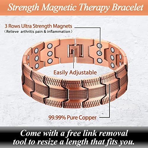 Cigmag 3X Kupferarmband für Herren – Triple Ultra-Stärke Magnete, reines Kupfer magnetisches Armband & Ring-Set mit verstellbarem Werkzeug