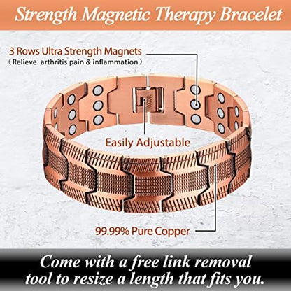 Cigmag 3X Kupferarmband für Herren – Triple Ultra-Stärke Magnete, reines Kupfer magnetisches Armband & Ring-Set mit verstellbarem Werkzeug