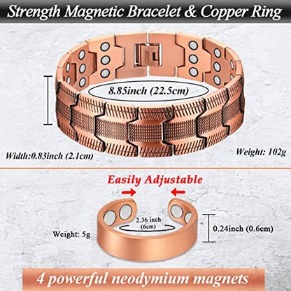 Cigmag 3X Kupferarmband für Herren – Triple Ultra-Stärke Magnete, reines Kupfer magnetisches Armband & Ring-Set mit verstellbarem Werkzeug