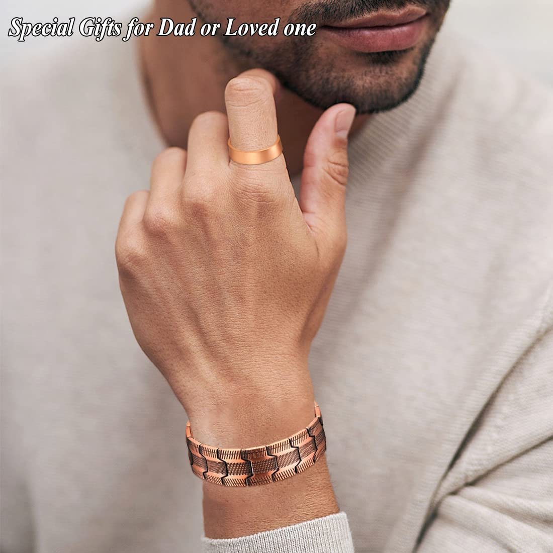 Cigmag 3X Kupferarmband für Herren – Triple Ultra-Stärke Magnete, reines Kupfer magnetisches Armband & Ring-Set mit verstellbarem Werkzeug