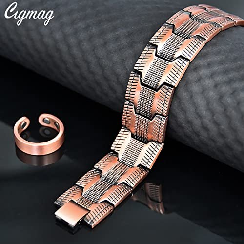 Cigmag 3X Kupferarmband für Herren – Triple Ultra-Stärke Magnete, reines Kupfer magnetisches Armband & Ring-Set mit verstellbarem Werkzeug
