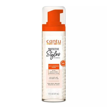 Cantu Protective Styles by Angela Set & Refresh Foam mit Apfelessig & Aloe Vera, 237 ml