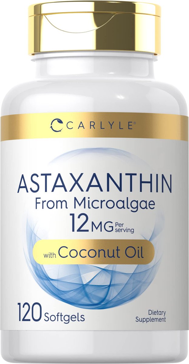Carlyle Astaxanthin 12mg | 120 Softgels | Nahrungsergänzungsmittel aus Mikroalgen | mit Kokosöl | Non-GMO & Glutenfrei
