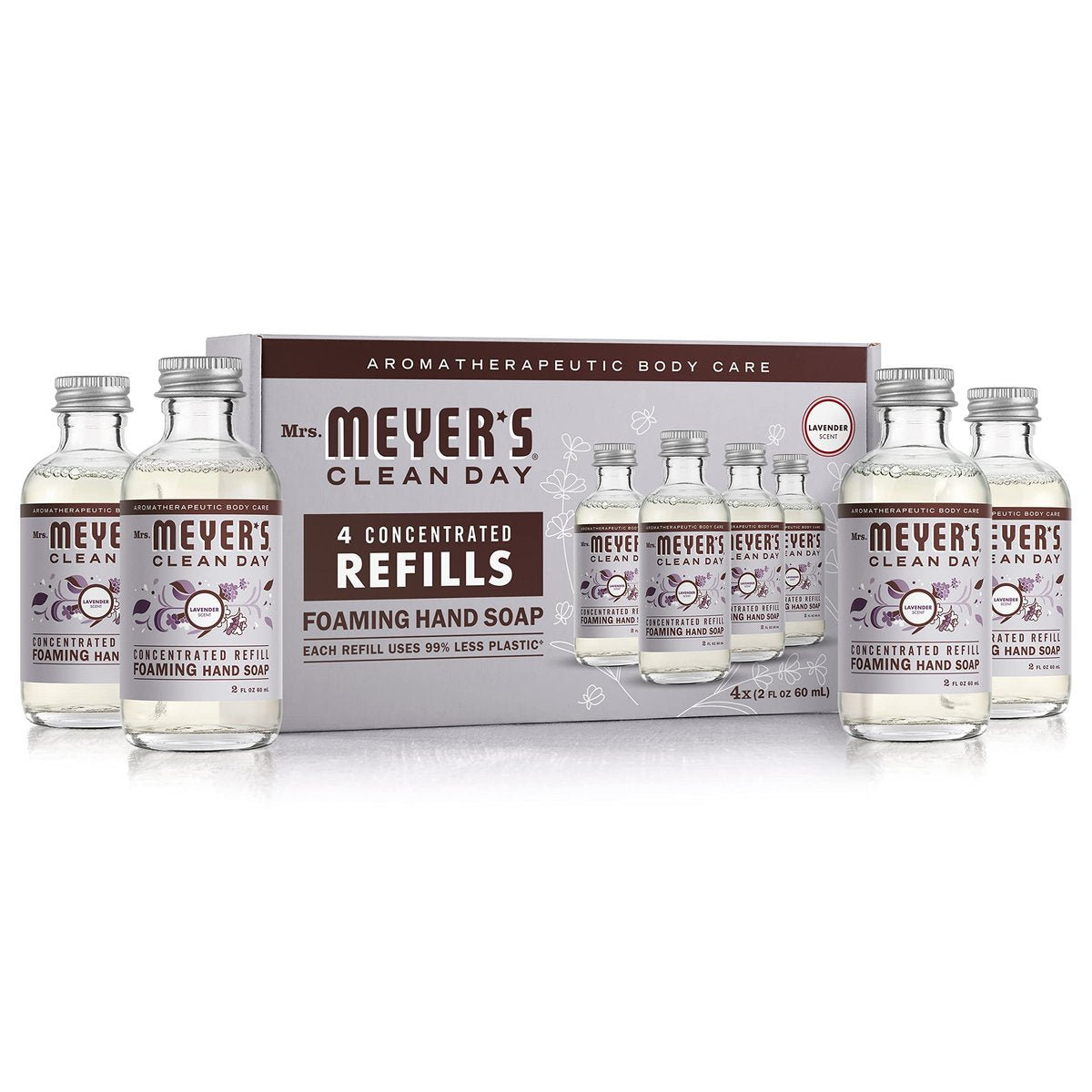 MRS. MEYER'S CLEAN DAY Nachfüllpackung für Schaumseife, 4 Konzentrierte Nachfüllungen (je 59 ml), Lavendelduft, ergibt insgesamt 1,18 Liter Schaumseife