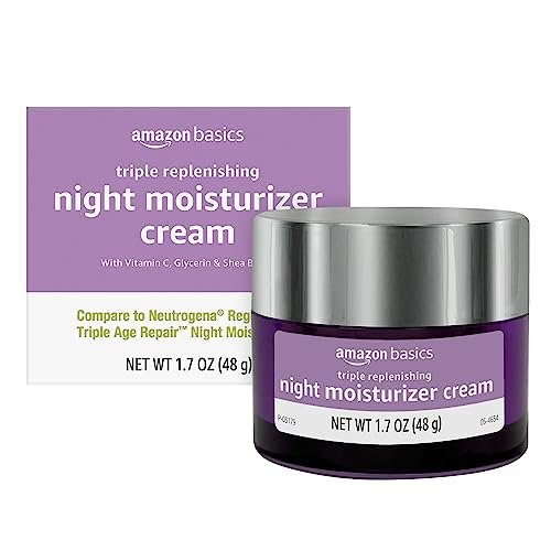 Amazon Basics Triple Feuchtigkeitsspendende Nachtcreme mit Vitamin C, Glycerin, Sheabutter, 48 g (1er-Pack)