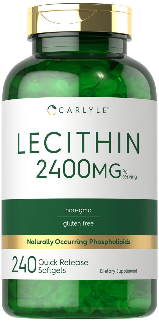 Carlyle Lecithin Nahrungsergänzungsmittel | 2400 mg | 240 Weichkapseln | mit natürlich vorkommendem Phospholipid | Non-GMO, Glutenfrei