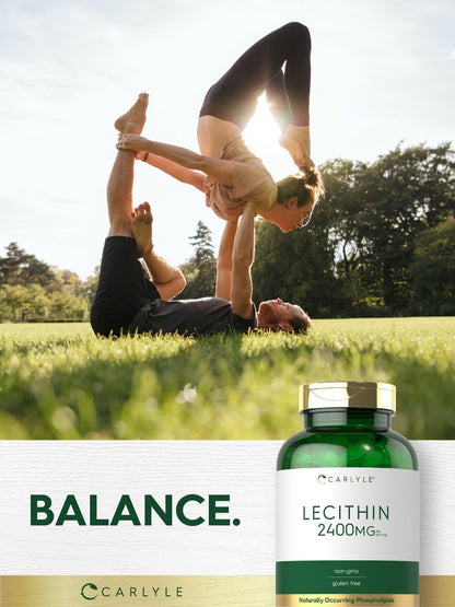 Carlyle Lecithin Nahrungsergänzungsmittel | 2400 mg | 240 Weichkapseln | mit natürlich vorkommendem Phospholipid | Non-GMO, Glutenfrei