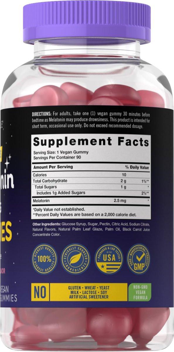 Carlyle Melatonin 2,5 mg Gummis | 90 Stück | Beerengeschmack | Vegan, Nicht-GVO, Glutenfrei