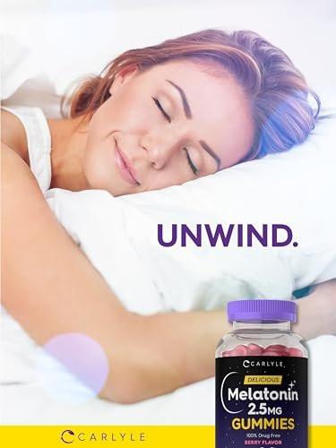 Carlyle Melatonin 2,5 mg Gummis | 90 Stück | Beerengeschmack | Vegan, Nicht-GVO, Glutenfrei