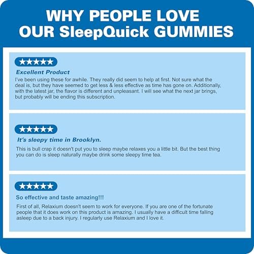 Relaxium SleepQuick Gummies – Schlafhilfe mit 5 mg Melatonin, Vitamin D-3, Präbiotika & Probiotika, für Darmgesundheit & Immunsystem, glutenfrei, ohne Arzneimittel, Zitronengeschmack, 60 Gummis