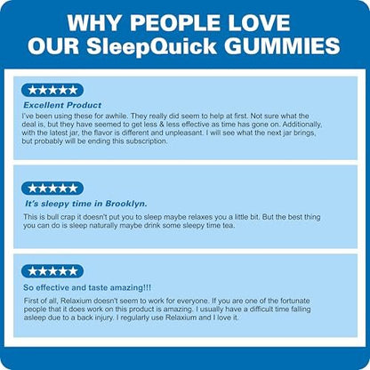 Relaxium SleepQuick Gummies – Schlafhilfe mit 5 mg Melatonin, Vitamin D-3, Präbiotika & Probiotika, für Darmgesundheit & Immunsystem, glutenfrei, ohne Arzneimittel, Zitronengeschmack, 60 Gummis