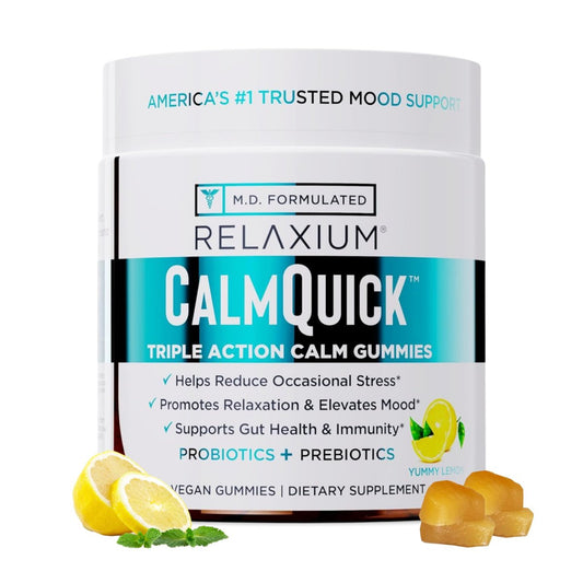 Relaxium Calm Gummies – Ruhe, Darmgesundheit & Immununterstützung, entwickelt in den USA, mit Vitamin B6, Magnesium, L-Theanin + Präbiotikum & Probiotikum, Zitronengeschmack, 60 Gummis