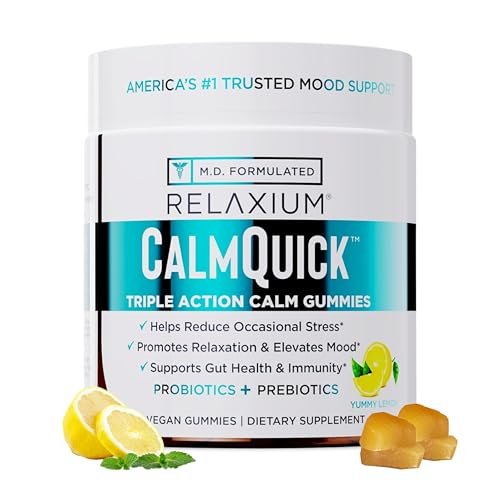 Relaxium Calm Gummies – Ruhe, Darmgesundheit & Immununterstützung, entwickelt in den USA, mit Vitamin B6, Magnesium, L-Theanin + Präbiotikum & Probiotikum, Zitronengeschmack, 60 Gummis