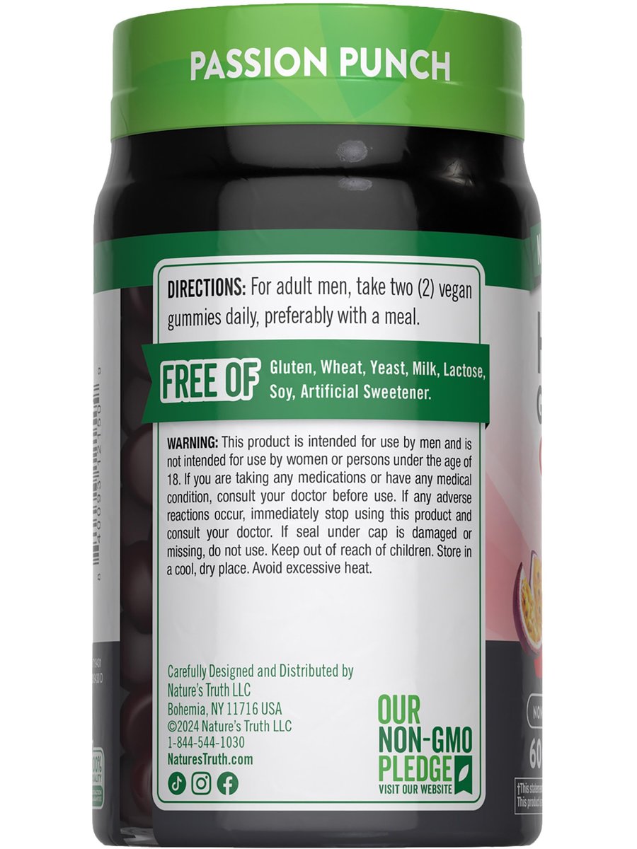 Nature's Truth Horny Goat Weed Gummis | 60 Stück | mit Maca-Wurzel | Vegan, Non-GMO & Glutenfrei | Passionsfrucht-Geschmack
