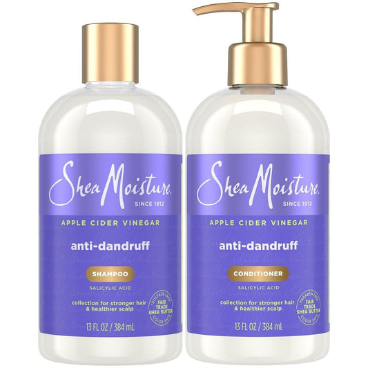 SheaMoisture Anti-Schuppen Shampoo & Conditioner – Apfelessig, Sheabutter, 3% Salicylsäure für juckende Kopfhaut, 2 x 355 ml