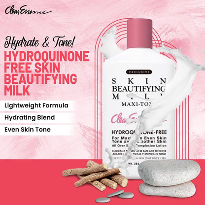 Clear Essence Exclusive Skin Beautifying Milk Maxi-tone Lotion – Feuchtigkeitsspendende Körperlotion für trockene Haut ohne Hydrochinon (295 ml)