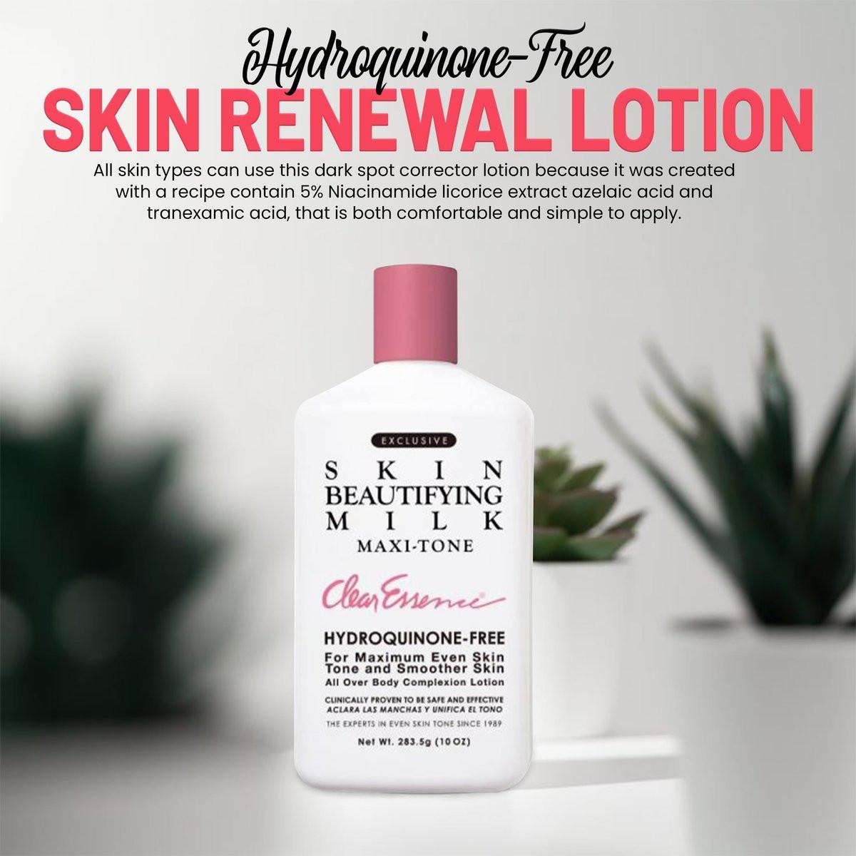 Clear Essence Exclusive Skin Beautifying Milk Maxi-tone Lotion – Feuchtigkeitsspendende Körperlotion für trockene Haut ohne Hydrochinon (295 ml)