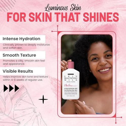 Clear Essence Exclusive Skin Beautifying Milk Maxi-tone Lotion – Feuchtigkeitsspendende Körperlotion für trockene Haut ohne Hydrochinon (295 ml)