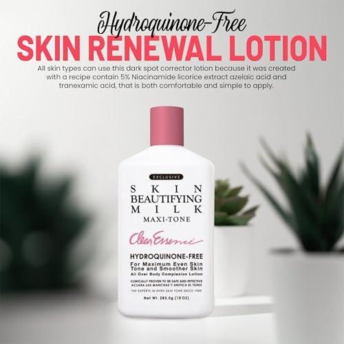 Clear Essence Exclusive Skin Beautifying Milk Maxi-tone Lotion – Feuchtigkeitsspendende Körperlotion für trockene Haut ohne Hydrochinon (295 ml)