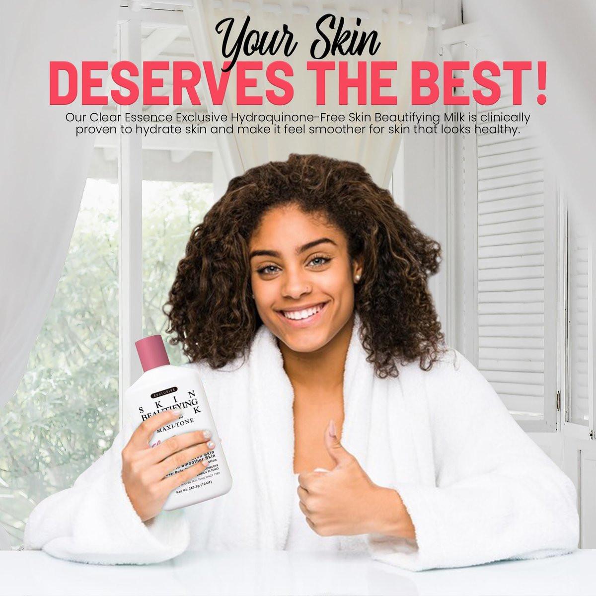 Clear Essence Exclusive Skin Beautifying Milk Maxi-tone Lotion – Feuchtigkeitsspendende Körperlotion für trockene Haut ohne Hydrochinon (295 ml)