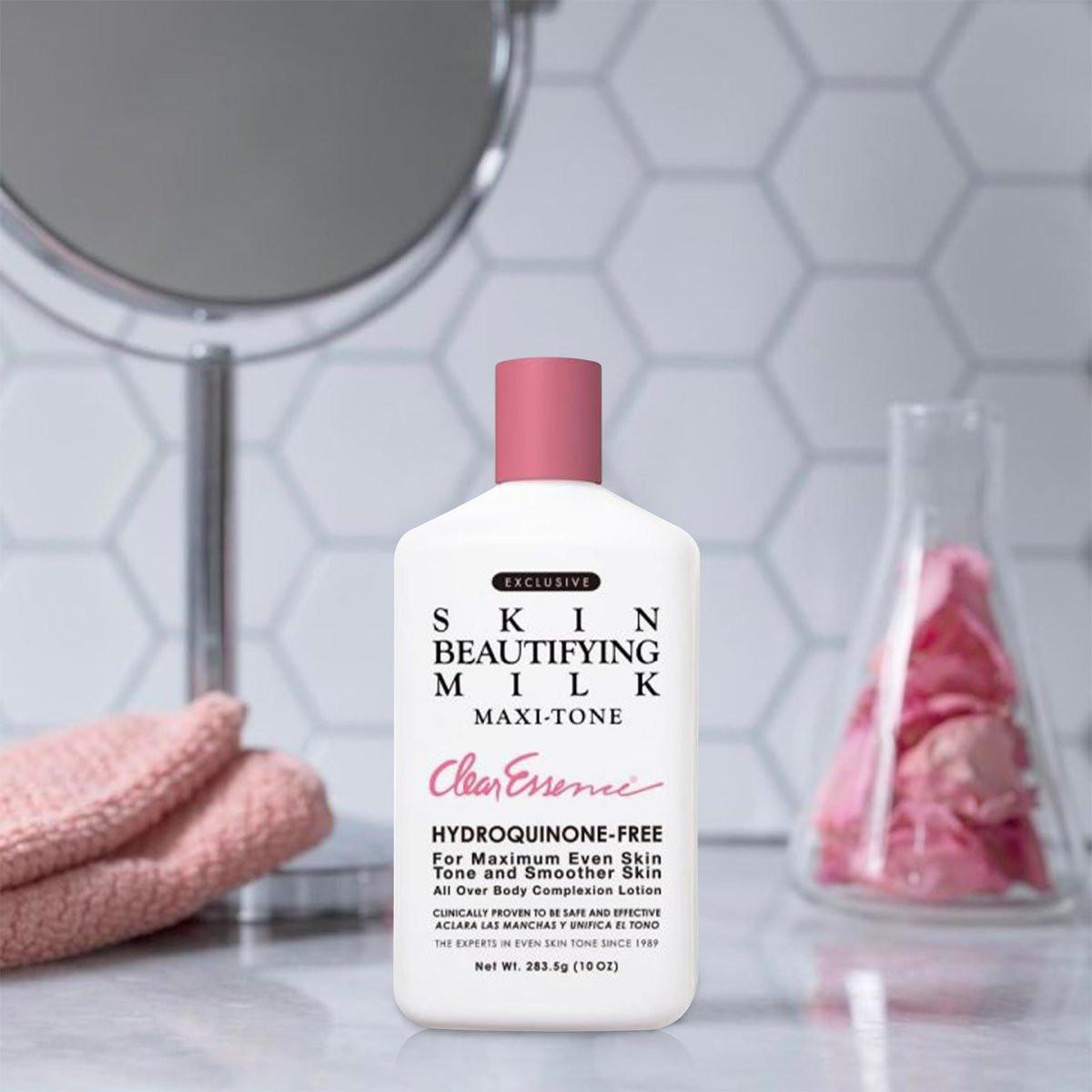 Clear Essence Exclusive Skin Beautifying Milk Maxi-tone Lotion – Feuchtigkeitsspendende Körperlotion für trockene Haut ohne Hydrochinon (295 ml)