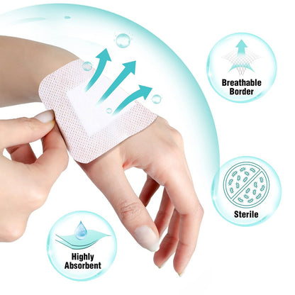 General Medi Sterile Inselverband mit Kleberand – 50 Stück, 10 x 10 cm Mullkompressen, Wundversorgungspad mit Kleberand – steril, weich & hochsaugfähig, medizinische Wundauflage