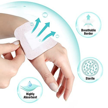 General Medi Sterile Inselverband mit Kleberand – 50 Stück, 10 x 10 cm Mullkompressen, Wundversorgungspad mit Kleberand – steril, weich & hochsaugfähig, medizinische Wundauflage