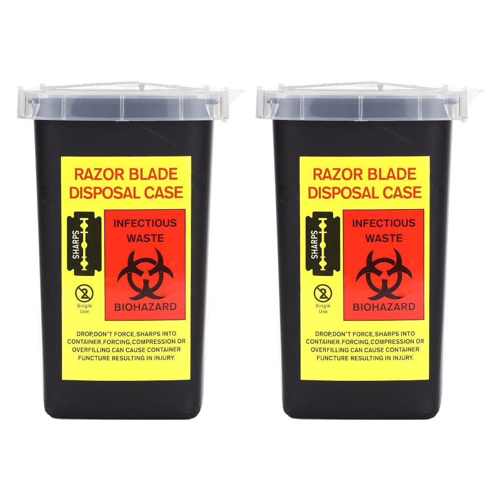 TorSor 2er-Pack Sharps-Behälter zur Entsorgung von Klingen, Spritzen, Nadeln – Biohazard-Abfallbehälter für den professionellen und privaten Gebrauch (2 Stück)