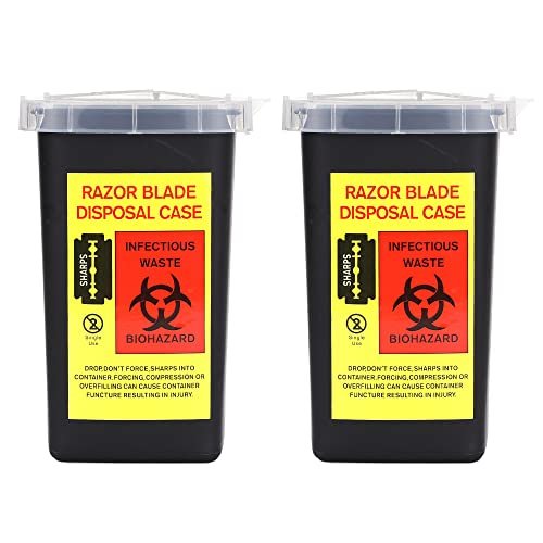 TorSor 2er-Pack Sharps-Behälter zur Entsorgung von Klingen, Spritzen, Nadeln – Biohazard-Abfallbehälter für den professionellen und privaten Gebrauch (2 Stück)