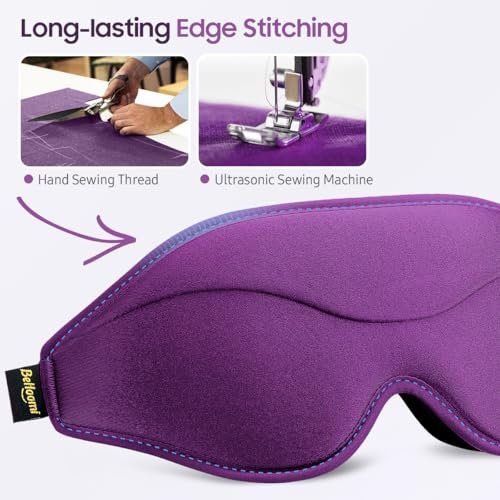 BeHoomi Schlafmaske, Premium Augenmaske für erholsamen Schlaf, 3D ergonomisches Design, verbesserte Lichtblockade, Schlafbrille für Frauen und Männer (Lila)