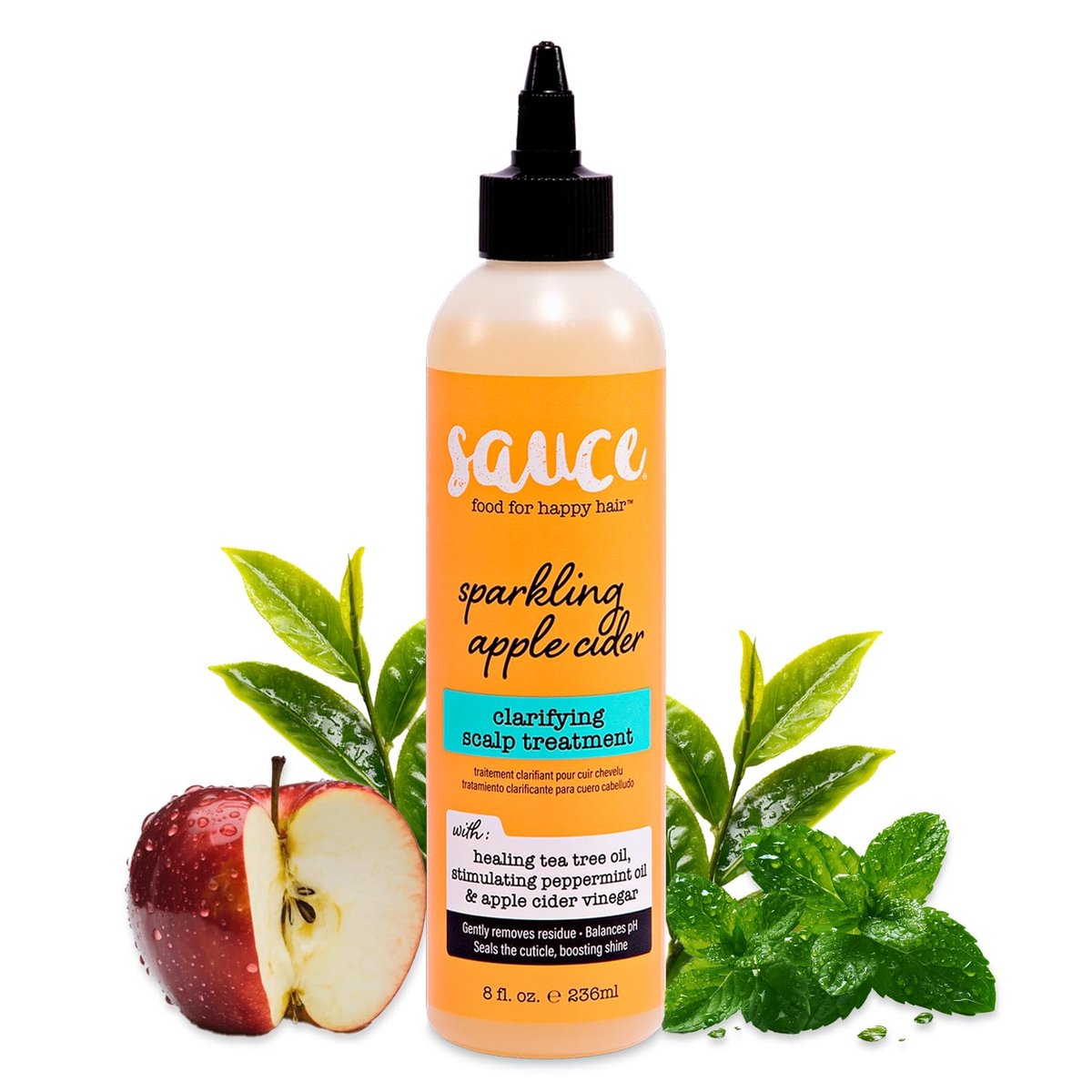 SAUCE BEAUTY Klärendes Kopfhaut-Treatment (8 Fl Oz) – Sprudelnder Apfelessig & Teebaumöl für trockene, juckende Kopfhaut, alle Haartypen